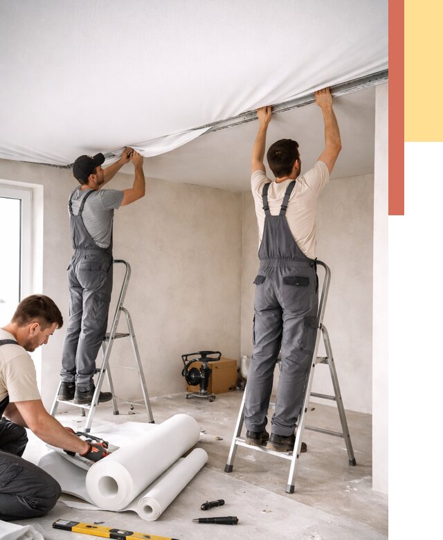 Монтаж тканевого натяжного потолка в Елизово от 3545 руб. под ключ | ОТДЕЛОЧНИК-Лзв