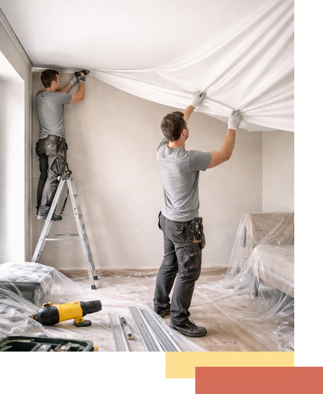 Монтаж тканевого натяжного потолка в Елизово недорого и быстро