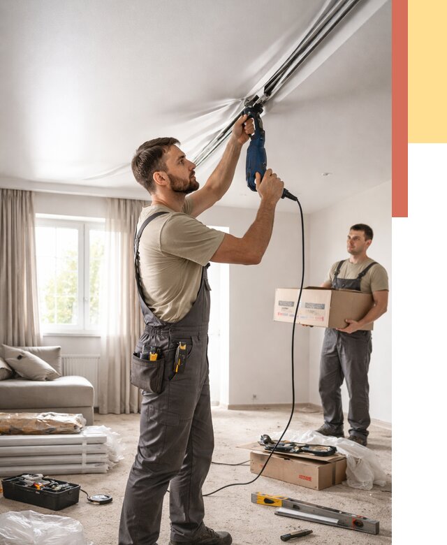 Монтаж сатинового натяжного потолка в Елизово от 3545 руб. | Быстро, недорого — ОТДЕЛОЧНИК-Лзв