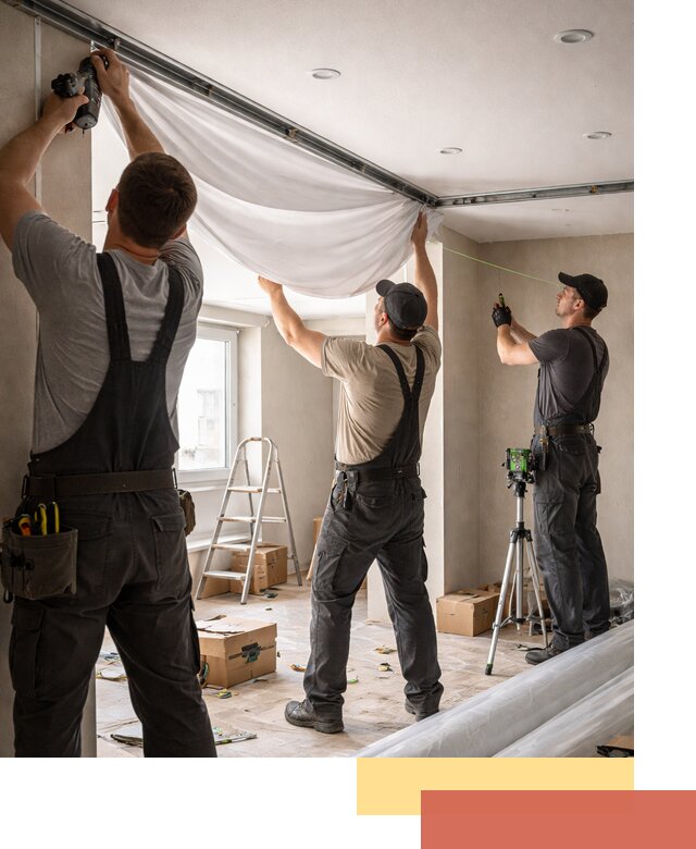 Монтаж парящего натяжного потолка под ключ в Елизово