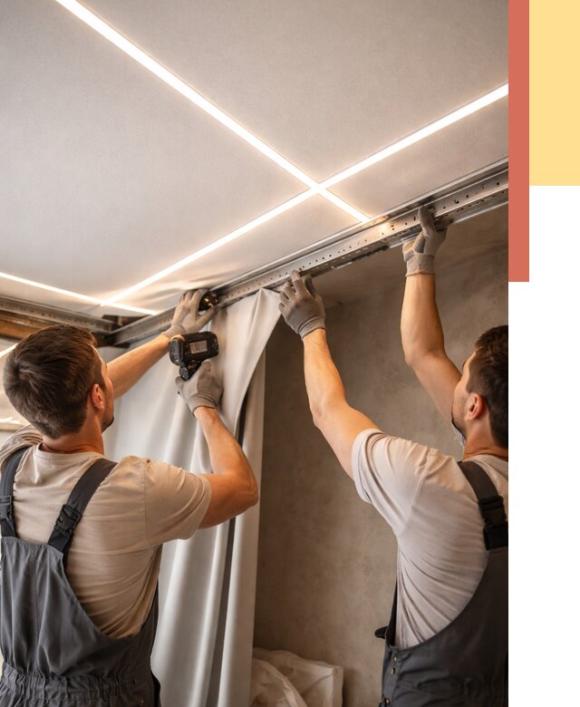 Монтаж натяжного потолка со световыми линиями в Елизово от 1215 руб. | ОТДЕЛОЧНИК-Лзв