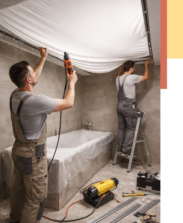 Монтаж натяжного потолка в ванной в Елизово от 1215 руб. под ключ | ОТДЕЛОЧНИК-Лзв