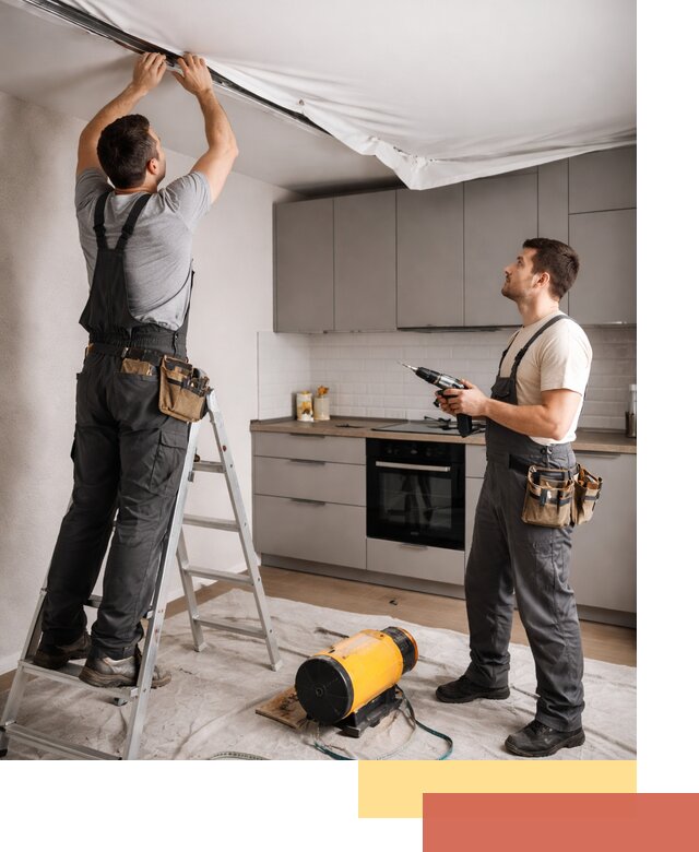 Монтаж натяжного потолка на кухне в Елизово