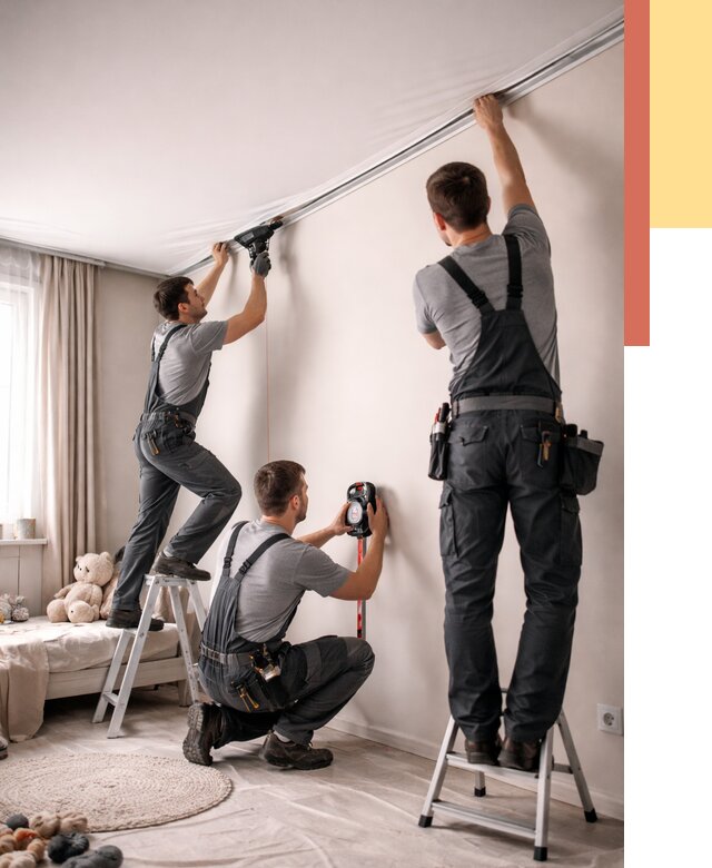 Монтаж натяжного потолка в детской в Елизово от 3545 руб. — быстро и недорого | ОТДЕЛОЧНИК-Лзв