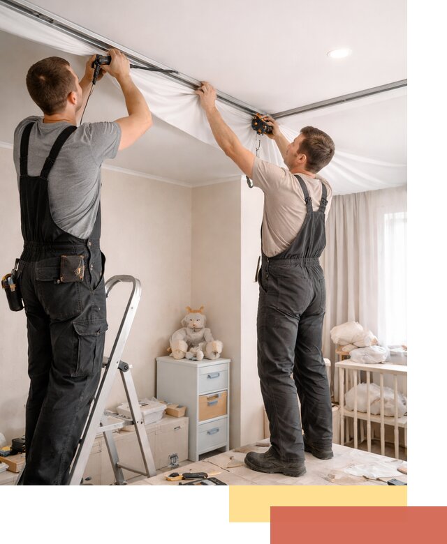 Монтаж натяжного потолка в детской комнате в Елизово