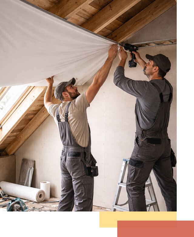 Монтаж натяжного потолка в мансарде в Елизово