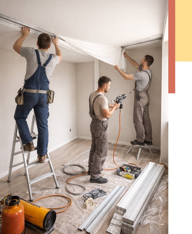 Монтаж натяжного потолка в студии в Елизово от 5570 руб. — быстро и недорого | ОТДЕЛОЧНИК-Лзв