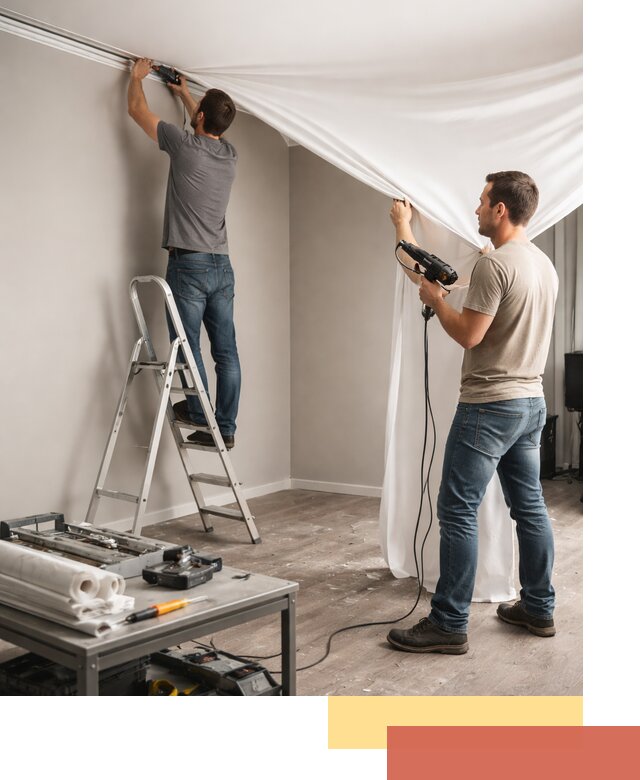 Монтаж натяжного потолка в студии в Елизово