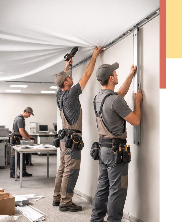 Монтаж натяжного потолка в офисе в Елизово от 456 руб/м² — быстро и недорого | ОТДЕЛОЧНИК-Лзв