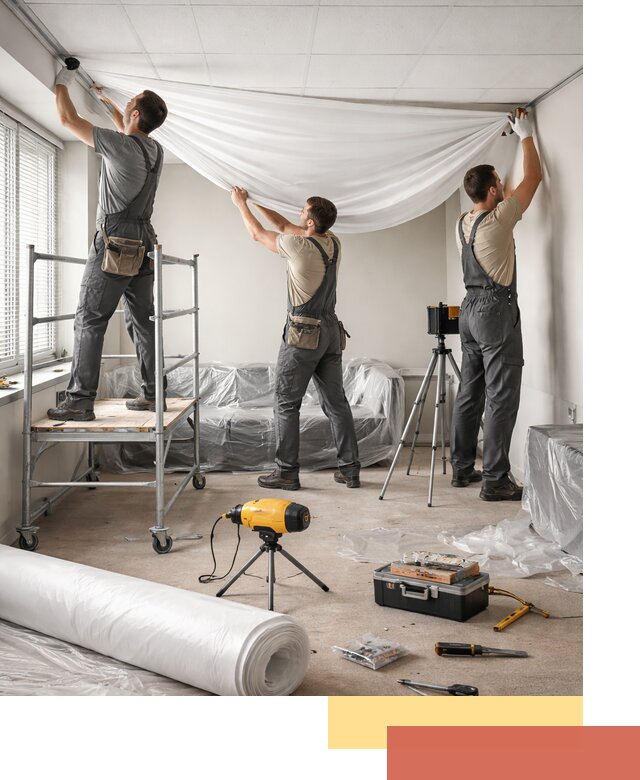 Монтаж натяжного потолка в офисе в Елизово