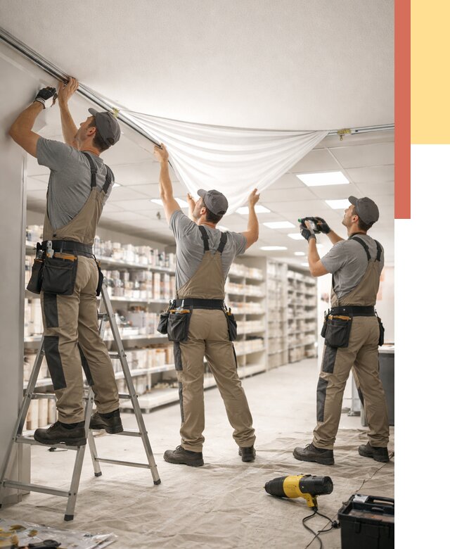 Монтаж натяжного потолка в магазине в Елизово от 4558 руб. быстро и недорого | ОТДЕЛОЧНИК-Лзв