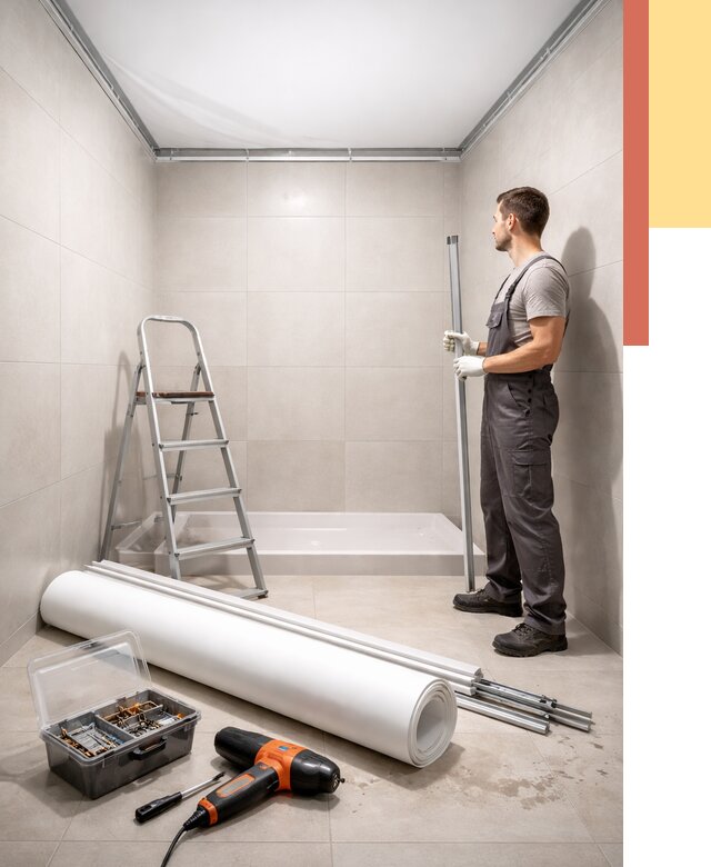 Монтаж натяжного потолка в санузле в Елизово от 1874 руб. — ОТДЕЛОЧНИК-Лзв