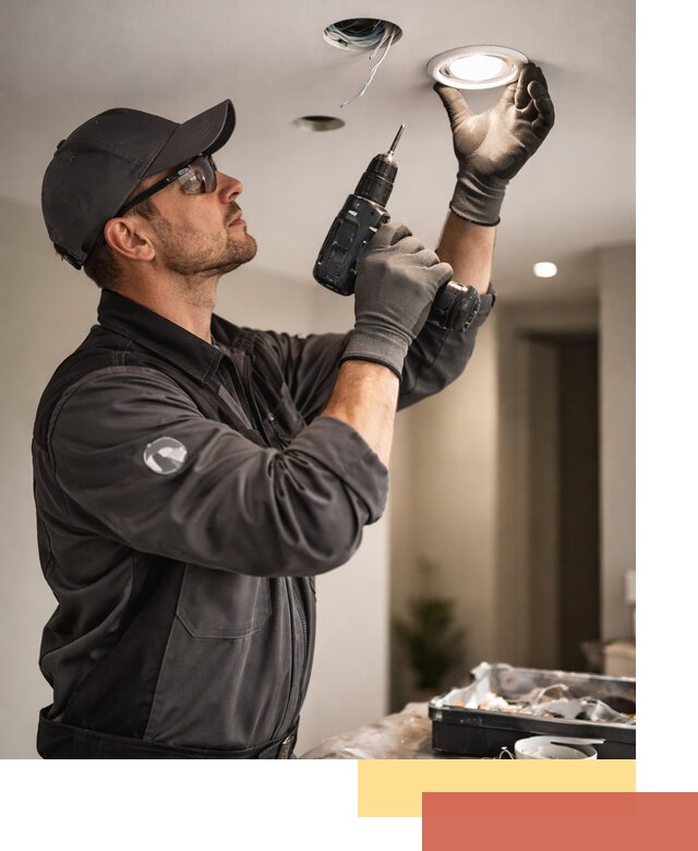 Установка точечных светильников в натяжной потолок в Елизово