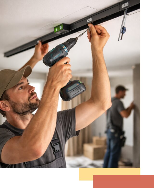 Установка трековых светильников в натяжной потолок в Елизово