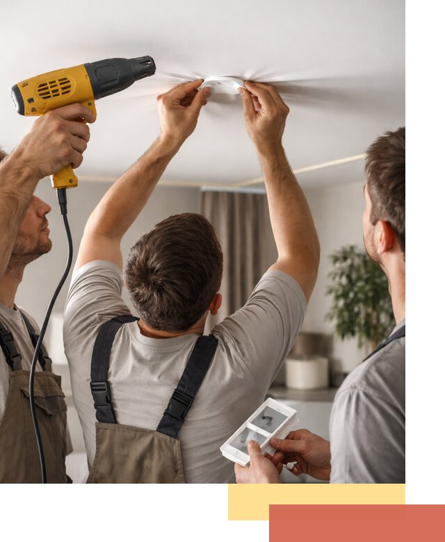 Ремонт прокола полотна натяжного потолка в Елизово