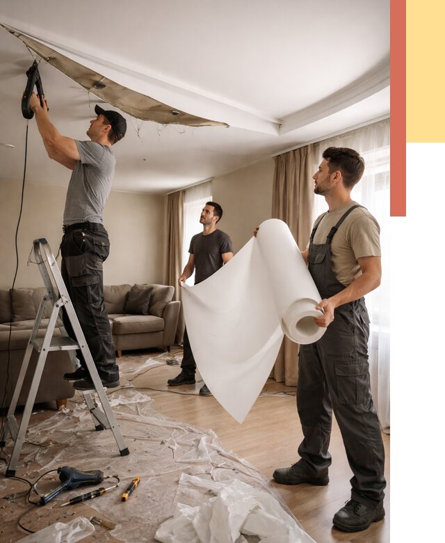 Замена полотна натяжного потолка в Елизово от 9622 руб. быстро и недорого | ОТДЕЛОЧНИК-Лзв