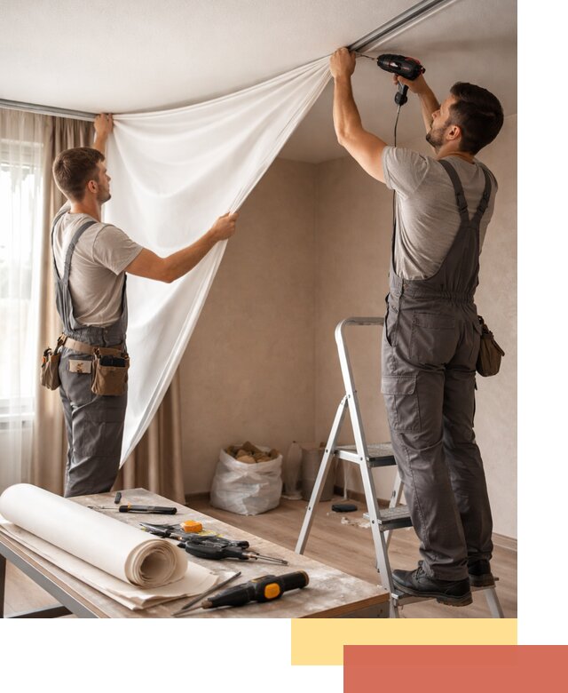 Замена полотна натяжного потолка в Елизово быстро и качественно