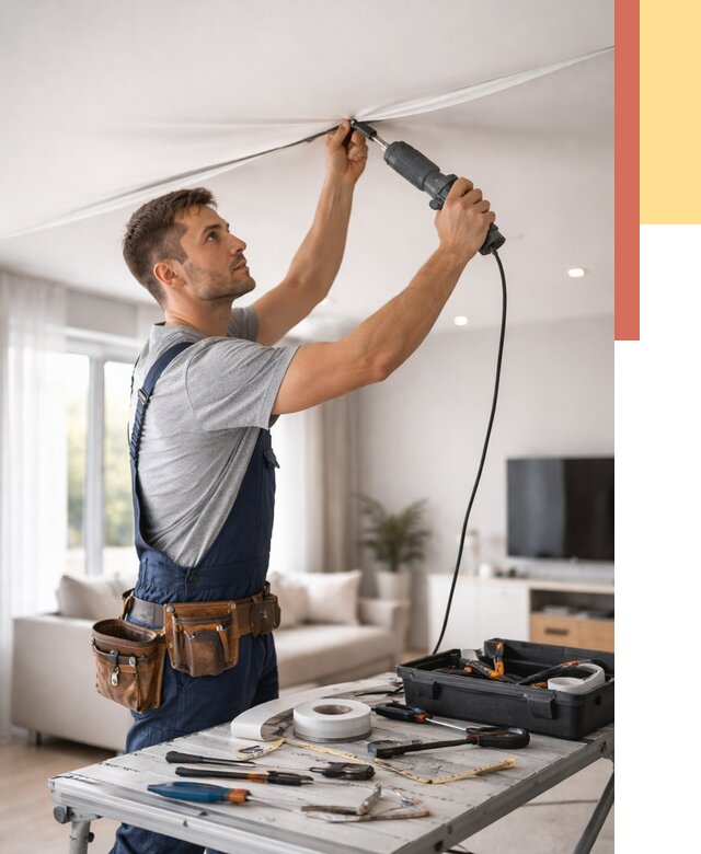 Ремонт натяжных потолков в Елизово от 9622 руб. под ключ — ОТДЕЛОЧНИК-Лзв