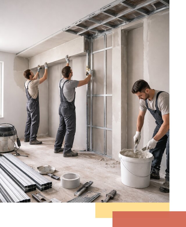 Монтаж потолка из гипсокартона с нишей в Елизово