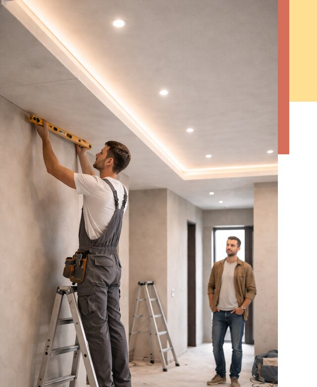 Потолок из гипсокартона с подсветкой в Елизово от 760 руб./м2 под ключ | ОТДЕЛОЧНИК-Лзв