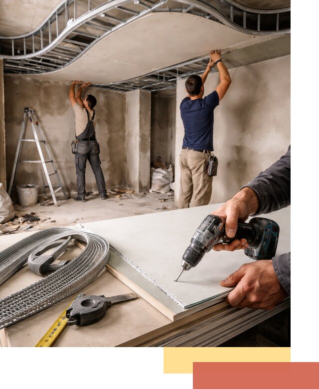 Криволинейный потолок из гипсокартона в Елизово — монтаж и отделка