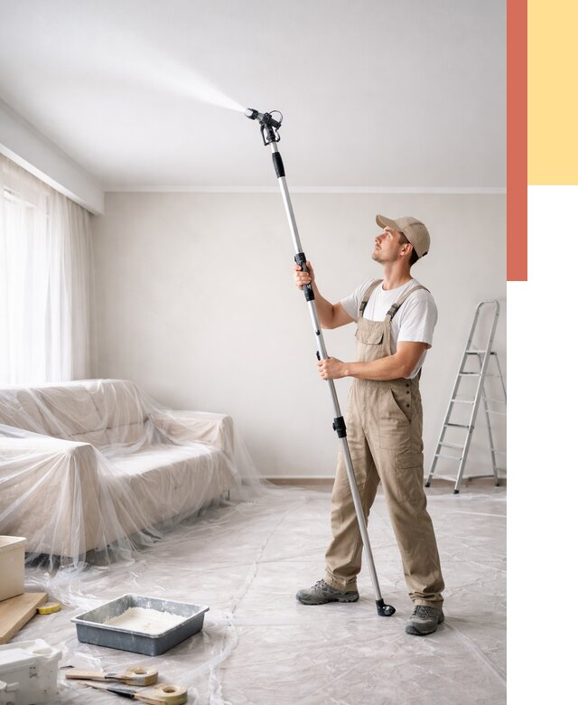 Покраска потолка краскопультом в Елизово от 4558 руб. быстро и недорого | ОТДЕЛОЧНИК-Лзв