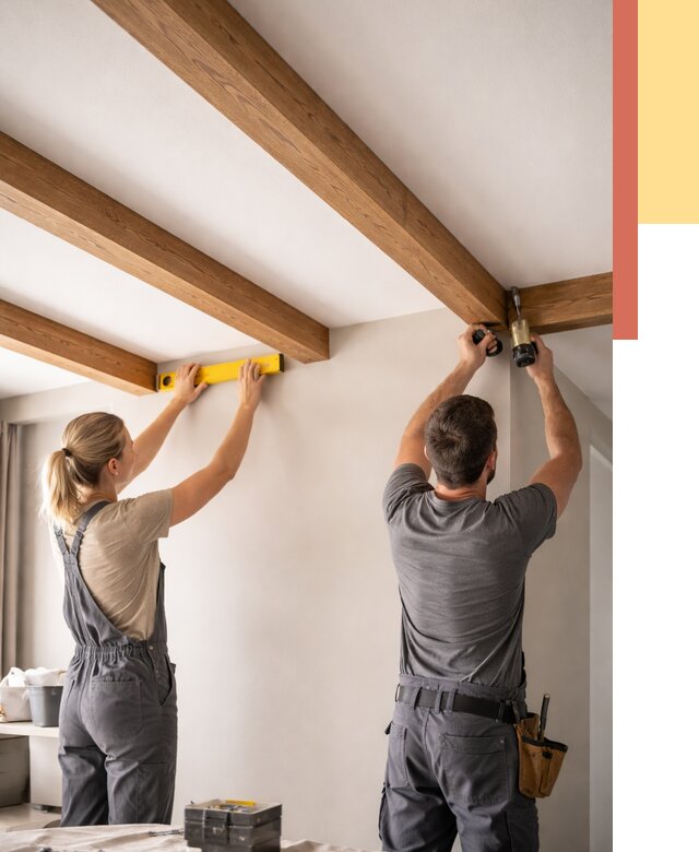 Монтаж декоративных балок на потолок в Елизово от 4254 руб. — ОТДЕЛОЧНИК-Лзв