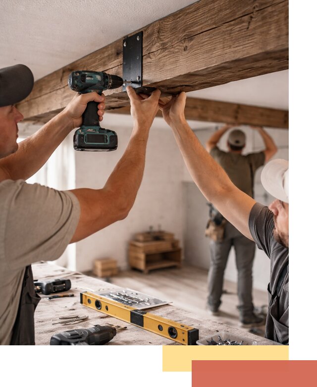 Монтаж декоративных потолочных балок в Елизово